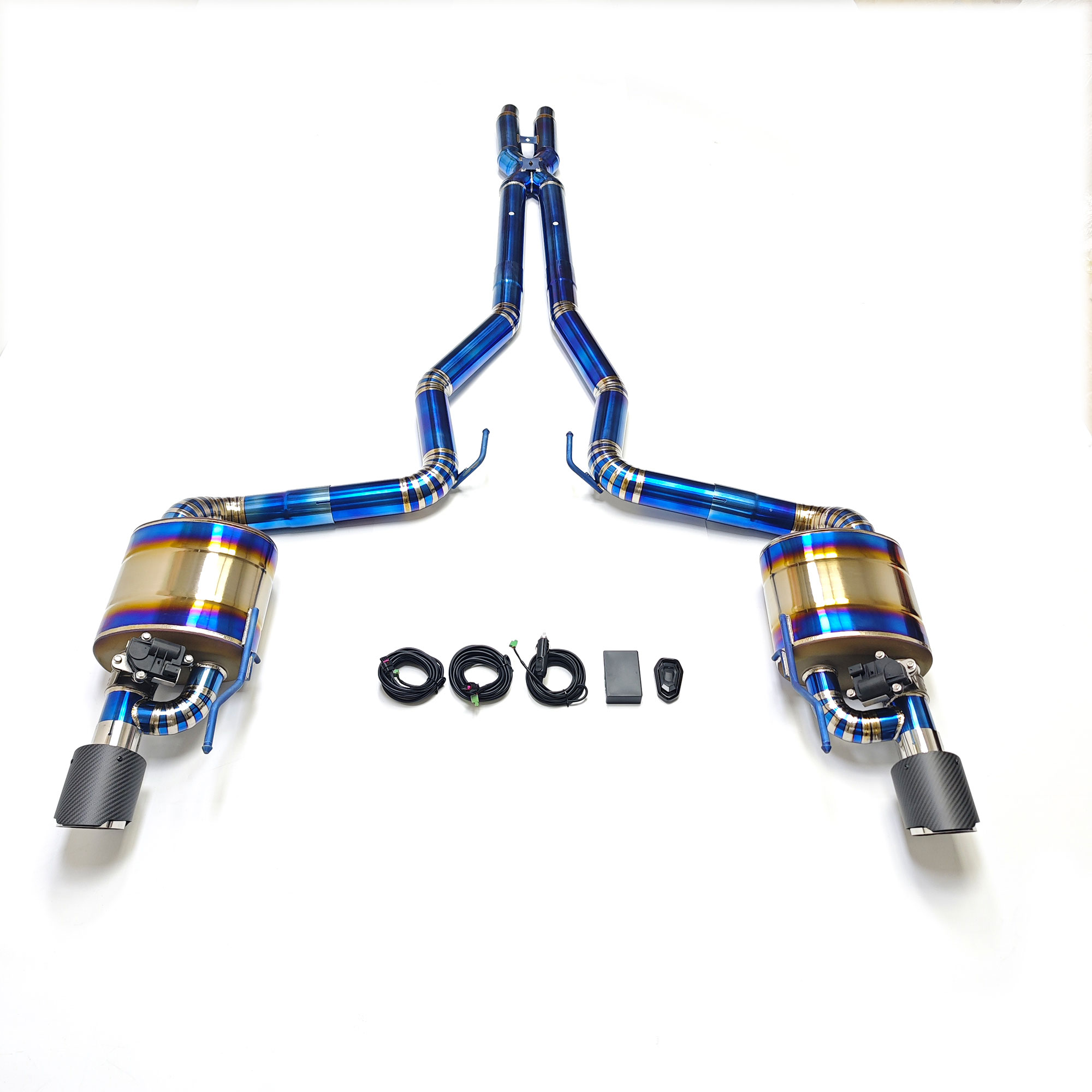 web3 High Flow Exhaust System for Ford Mustang GT 5.0L V8 catback Titanium Racing Grade pipe X pipe with Valve Dual single exit - Image 1